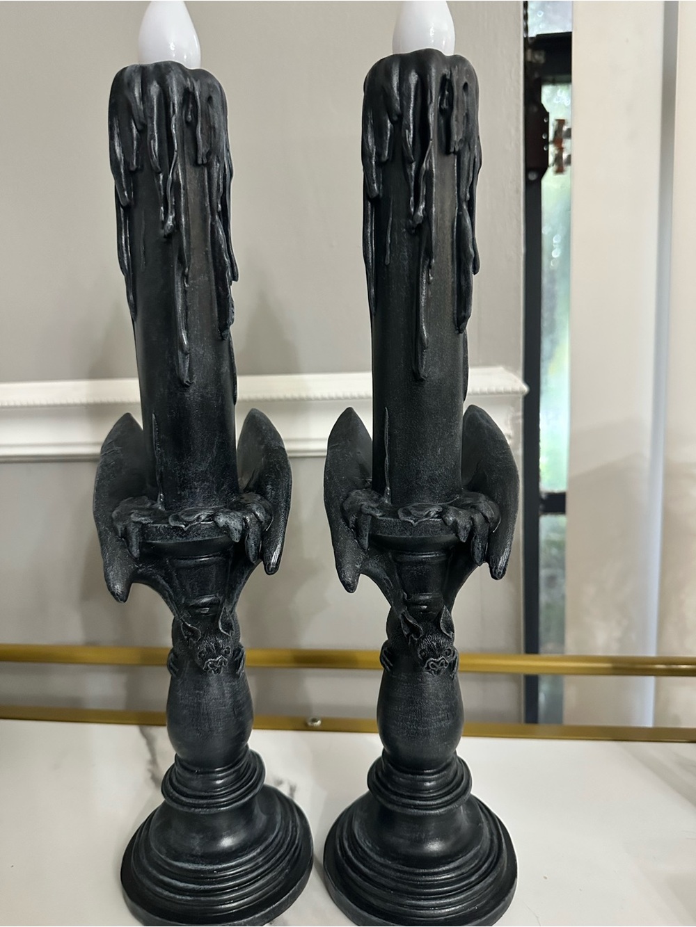 Gothic Black Drip Candle Holders - Set of 2